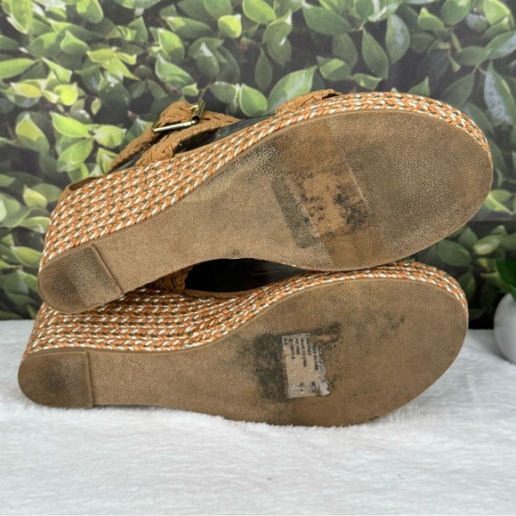 {Stuart Weitzman} Akilah Sparkle Metallic Tan Braided Espadrilles Wedges Sandals - Picture 10 of 16